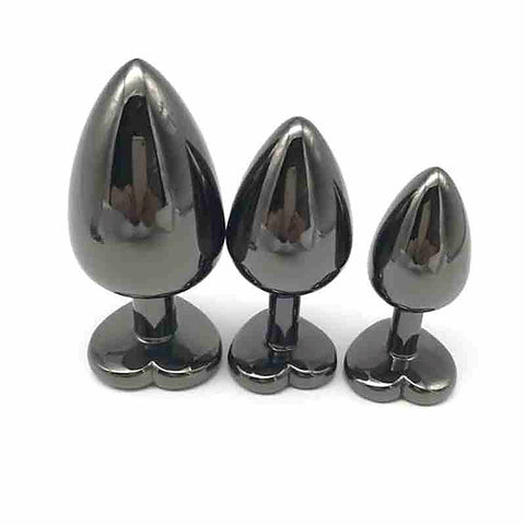 Heart Jeweled Black Steel Butt Plug Large by BDStyle