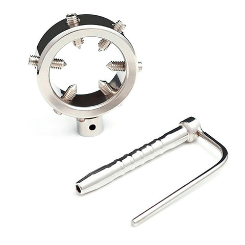 Spike Glans Ring with Penis Plug by BDStyle