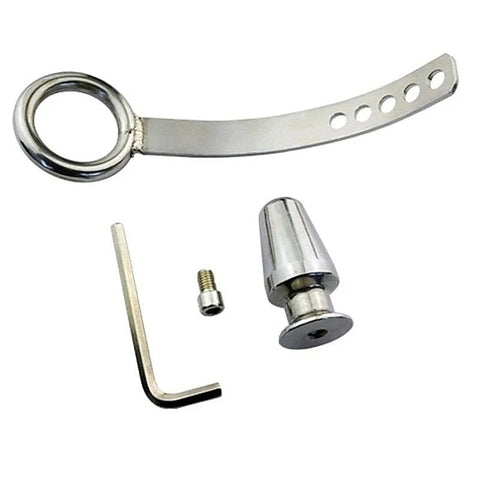 Cock Ring with Adjustable Attached Steel Butt Plug