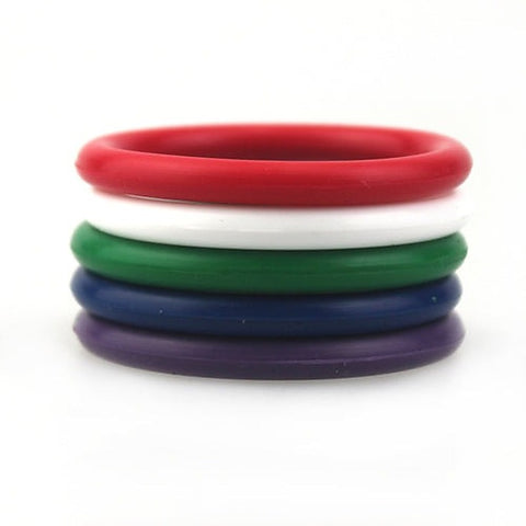 Rainbow Silicone Pleasure Cock Rings 5 Pack by BDStyle