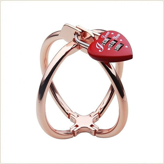 Ellipse Stainless Steel Heart Lock Cross Cuffs by BDStyle