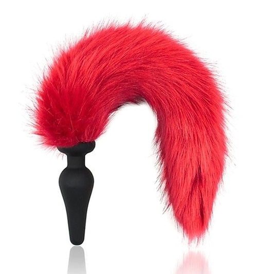Silicone Anal Plug With Red Faux Fox Tail by BDStyle