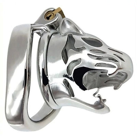 Tiger Head Bend Ring Steel Cock Cage by BDStyle