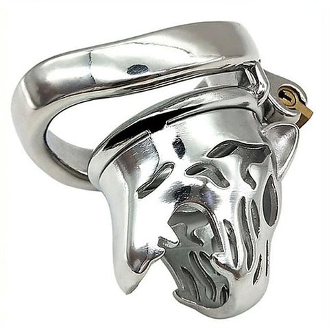 Tiger Head Bend Ring Steel Cock Cage by BDStyle
