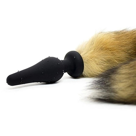 Silicone Anal Plug With Faux Yellow Fox Tail by BDStyle