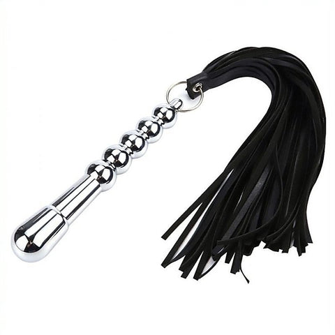 Metal Dildo Handle with Leather Whip by BDStyle