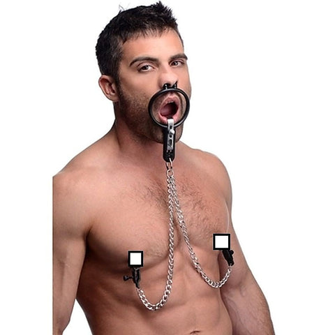 Degraded Mouth Spreader with Nipple Clamps by BDStyle