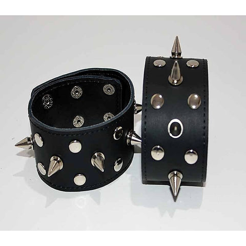 Spiked Leather Ankle Cuffs With Studs by BDStyle