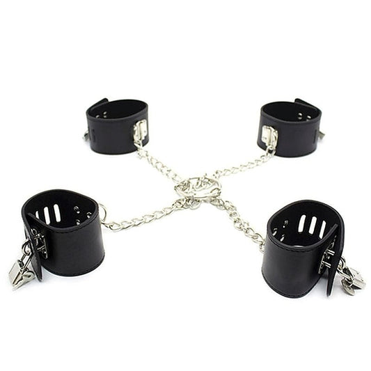 Leather Master Ankle & Wrist Cuffs With Chain by BDStyle