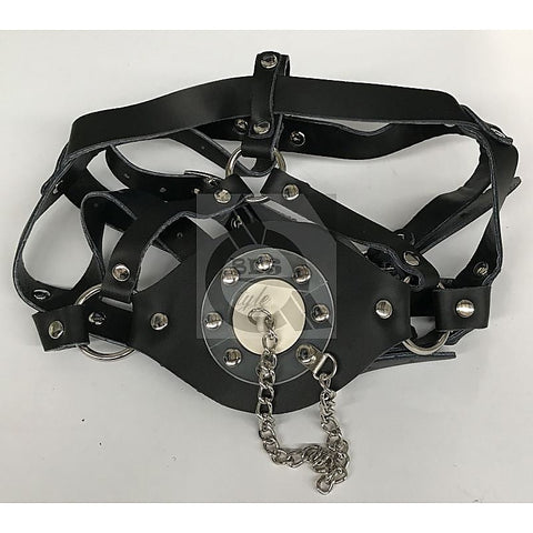 Leather Head Harness Gag with Stopper by BDStyle