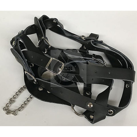 Leather Head Harness Gag with Stopper by BDStyle