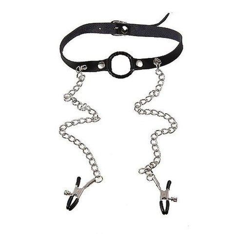O-Ring Gag with Nipple Clamps Heavy by BDStyle