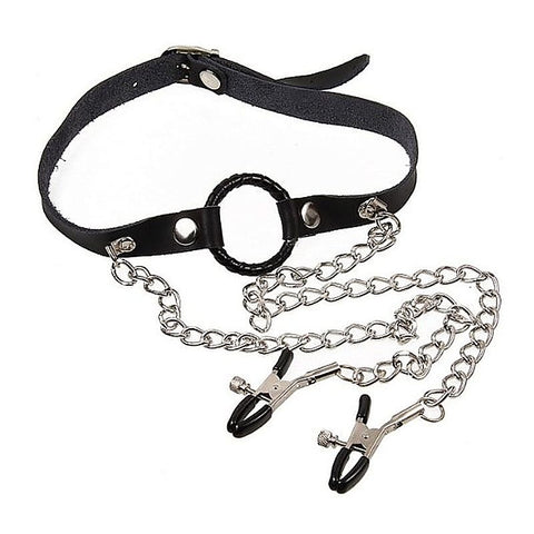 O-Ring Gag with Nipple Clamps Heavy by BDStyle