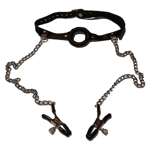 O-Ring Gag with Nipple Clamps by BDStyle