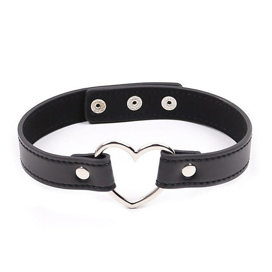 Leather Collar With Metal Heart by BDStyle