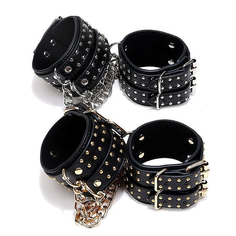 Studded Wrist Cuffs With Chain by BDStyle
