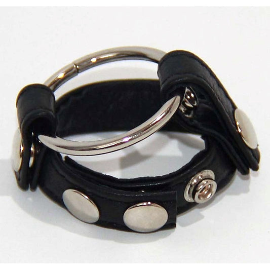 Leather Testicle & Metal Penis Rings by BDStyle