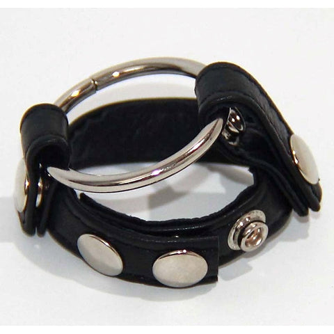 Leather Testicle & Metal Penis Rings by BDStyle