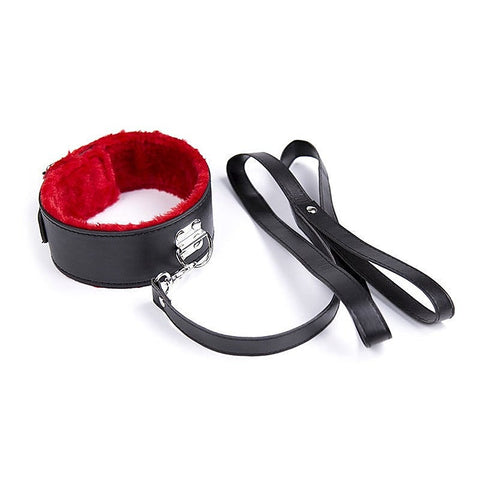Red Fur Lined Locking Collar by BDStyle