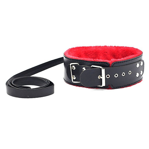 Red Fur Lined Locking Collar by BDStyle
