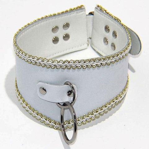 Posture Collar in White with O Ring Heavy by BDStyle