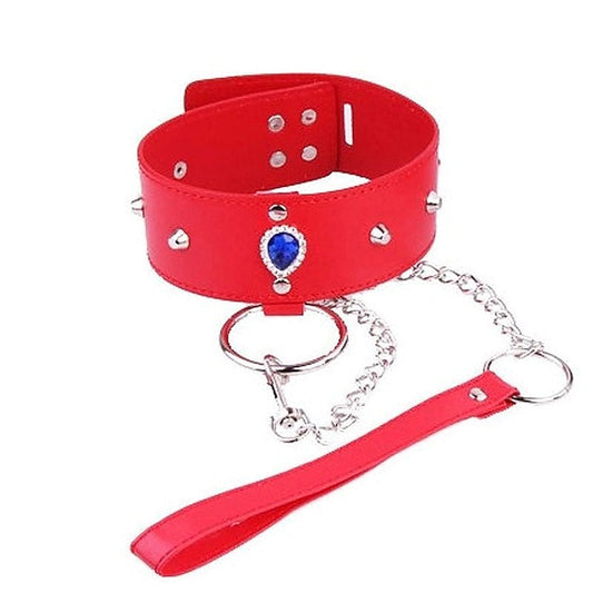 Bondage Collar Set with Heart Crystal Accents by BDStyle
