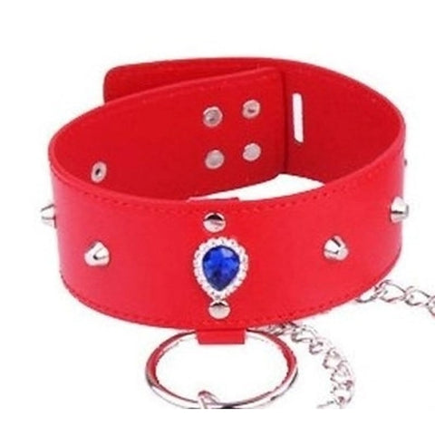 Bondage Collar Set with Heart Crystal Accents by BDStyle