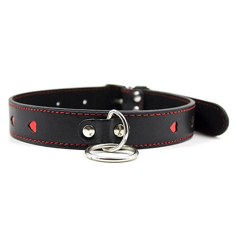 Red Heart O Ring Collar by BDStyle