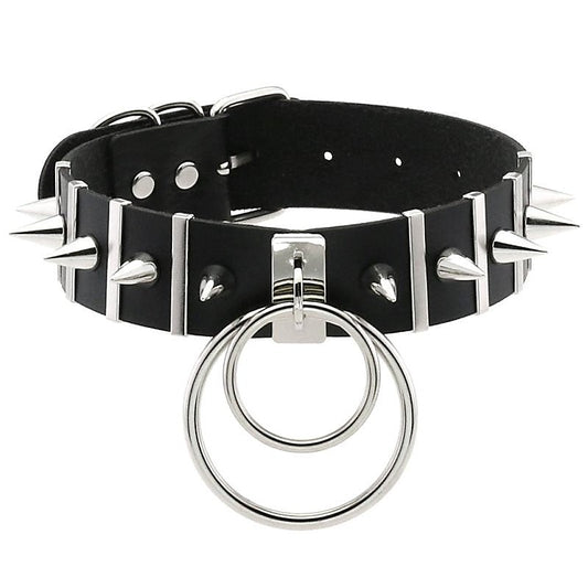 BDSM Spiked Collar PVC With Pendant by BDStyle