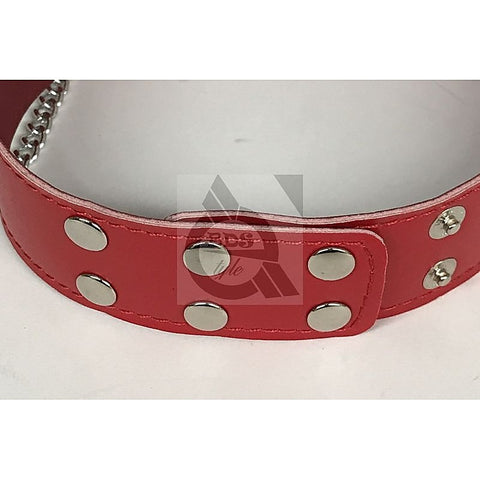 Ladies Fetish Collar With Chains Heavy Red by BDStyle