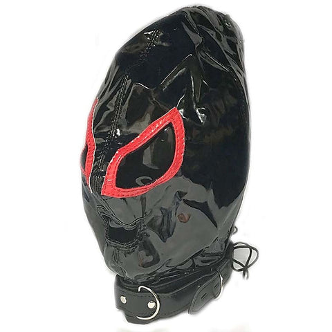 Ladies Red & Black Bondage Hood by BDStyle
