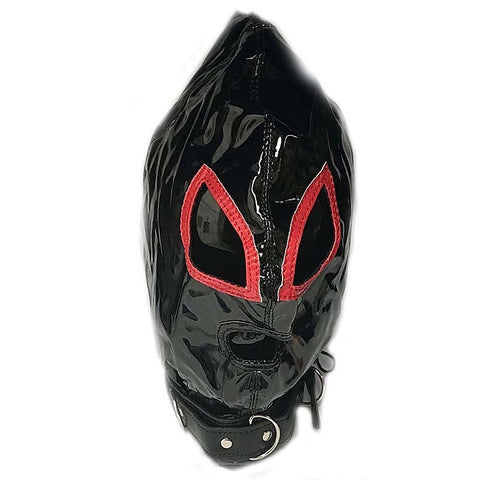 Ladies Red & Black Bondage Hood by BDStyle