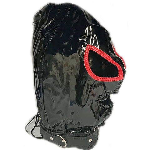Ladies Red & Black Bondage Hood by BDStyle