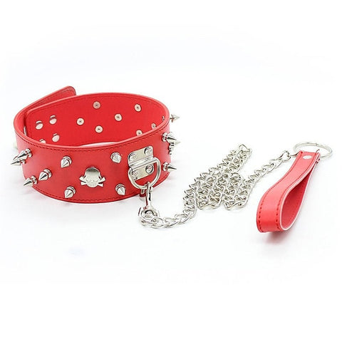Flat Head Collar Lockable With Full Spikes by BDStyle
