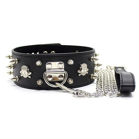 Flat Head Collar Lockable With Full Spikes by BDStyle
