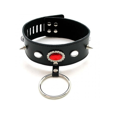 Jewelled Fetish Collar With O Ring by BDStyle
