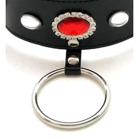 Jewelled Fetish Collar With O Ring by BDStyle