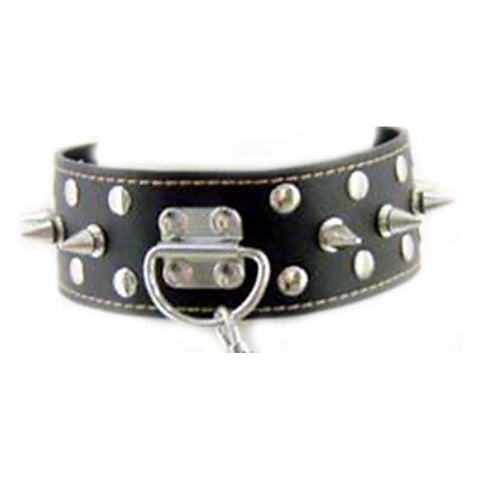 Spiked Leather Collar with Lead by BDStyle