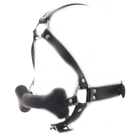 Canine Silicone Bone Gag with Head Harness by BDStyle