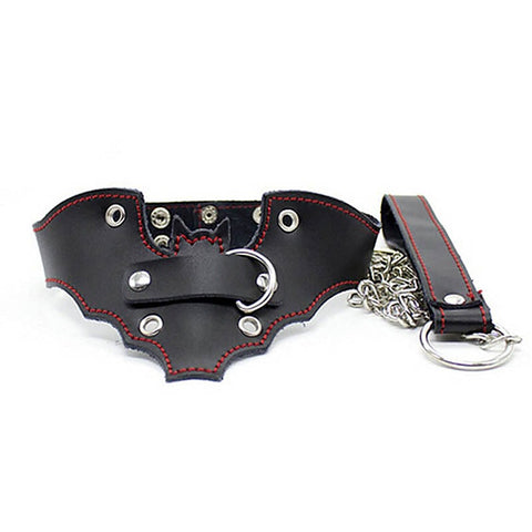Batman Fetish Collar with Lead by BDStyle