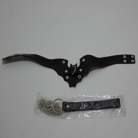 Batman Fetish Collar with Lead by BDStyle