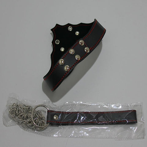Batman Fetish Collar with Lead by BDStyle