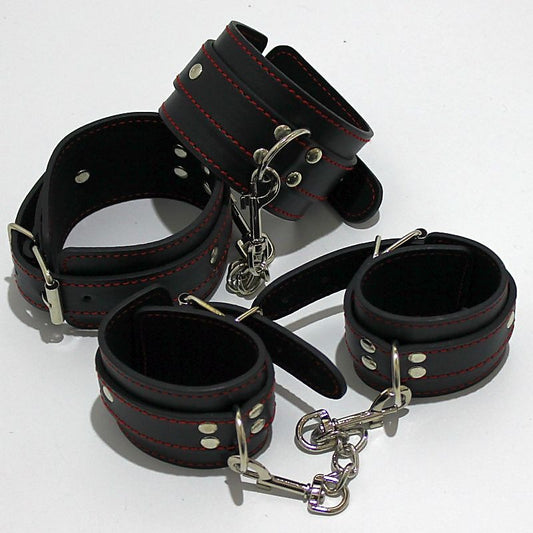 Faux Leather Bondage Wrist and Ankle Restraints by BDStyle