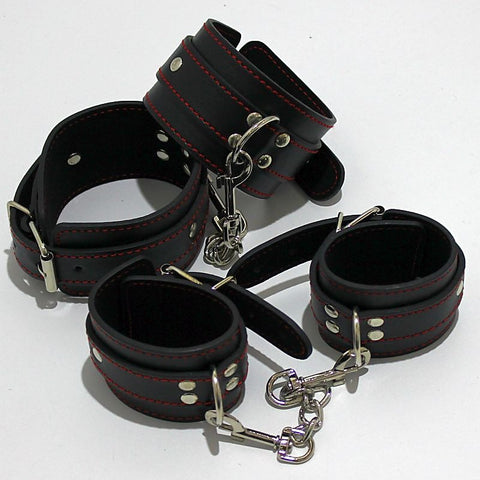 Faux Leather Bondage Wrist and Ankle Restraints by BDStyle