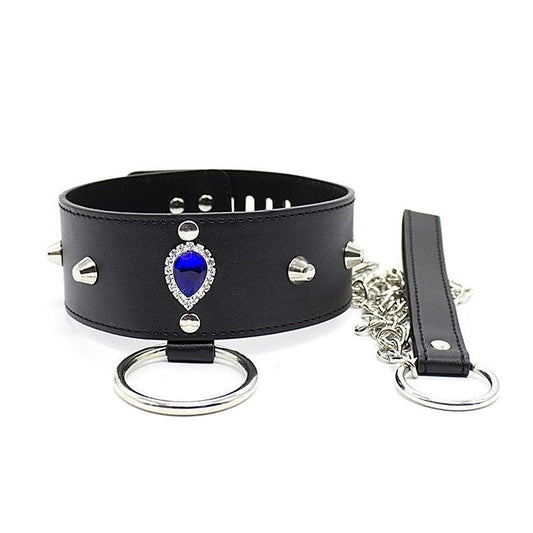 Blunt Spike Bondage Collar with Leash by BDStyle