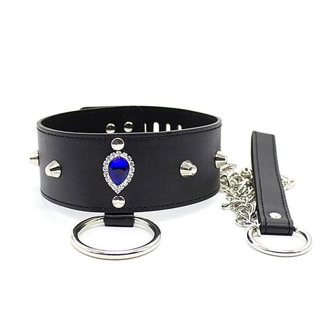 Blunt Spike Bondage Collar with Leash by BDStyle