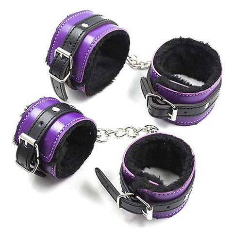 Purple and Black Fur Lined Bondage Kit by BDStyle