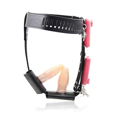 Female Chastity Belt With Double Vibration Plug by BDStyle