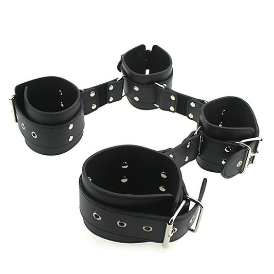 Adjustable Leather Cuffs Spreader Bar by BDStyle
