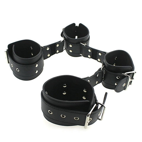 Adjustable Leather Cuffs Spreader Bar by BDStyle